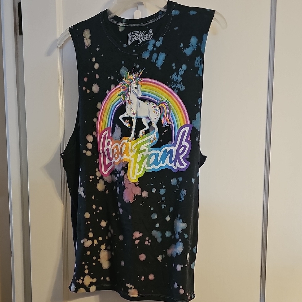 Hot Topic Black Tank Top with Rainbow Unicorn